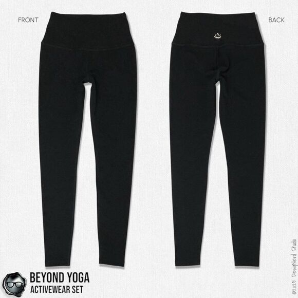 BEYOND YOGA SPACEDYE SET: ON THE DOWN LOW TEE + MIDI LEGGINGS IN DARKEST NIGHT M - Picture 7 of 15
